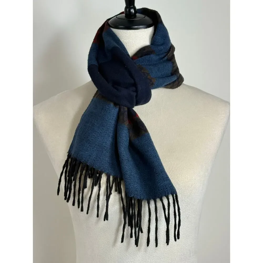 V. Fraas Cashmink Vintage Scarf‎ West Germany Herringbone Stripe